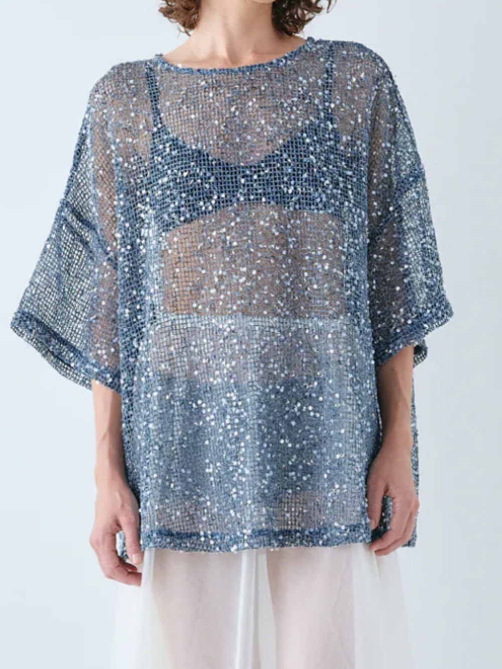 Arden Sequin Top Navy, large